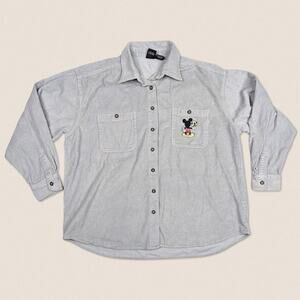 Vintage 90s Corduroy Mickey button up long sleeve shirt top Size XL Adult